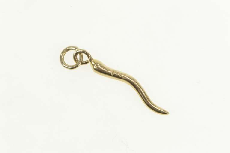14K Yellow Gold 3D Italian Horn Trad. Protection Symbol Charm/Pendant