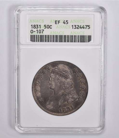 EF45 1831 Capped Bust Half Dollar O-107 ANACS