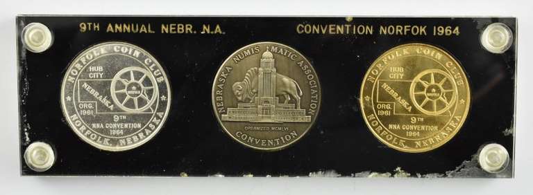 1964 9th Annual Nebraska Numismatic Association Norfolk 3 Coin Set