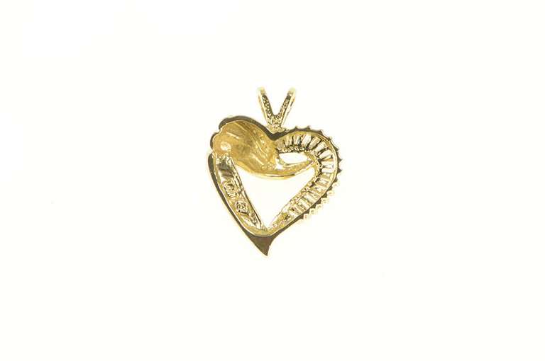 14K Yellow Gold 0.75 Ctw VVS Baguette Diamond Heart Love Pendant