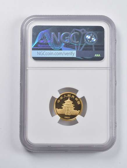 MS69 1987Y China 10 Yuan Gold Panda 1/10 Oz. .999 Fine Gold NGC