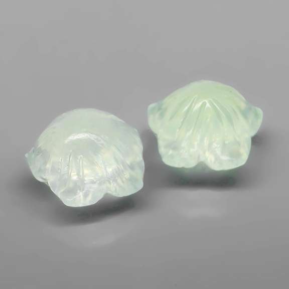 Translucent! 5.66ct yellowish green Prehnite flower carvings