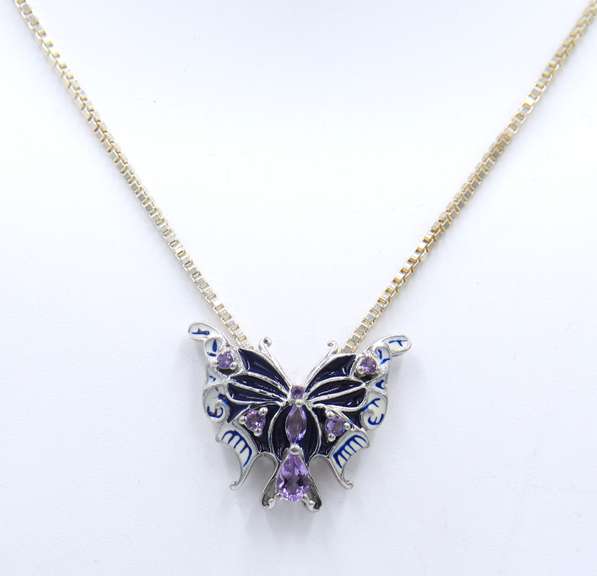 Vintage 925 Sterling Silver Butterfly Pendant on Chain