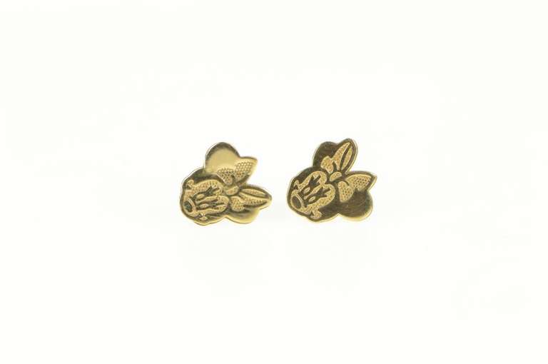 10K Yellow Gold Walt Disney Productions Minnie Mouse Stud Earrings
