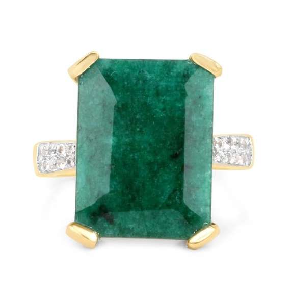 Amazing 14 Kt Gold Plated Natural 9.75 Ct Emerald Ring