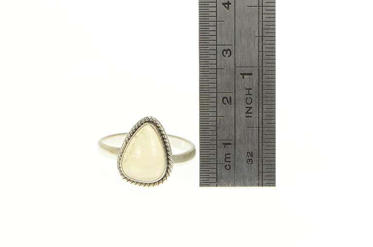 Sterling Silver Pear Opal Cabochon Ornate Statement Ring