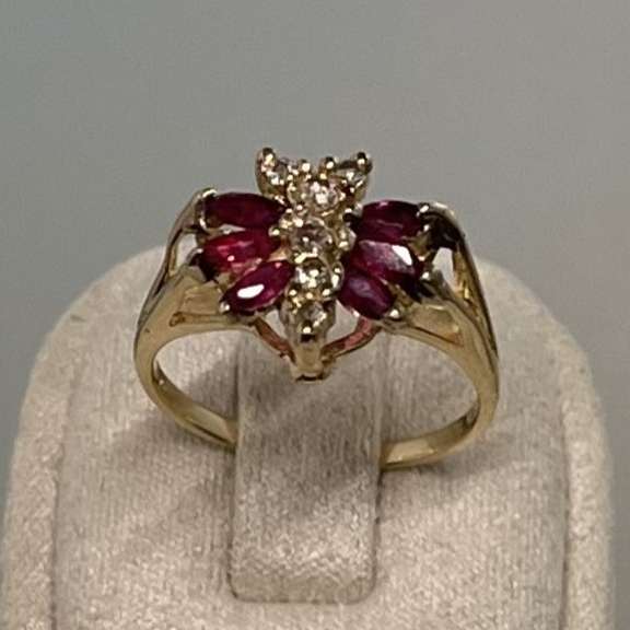 Butterfly Ring with Diamonds and Rubies