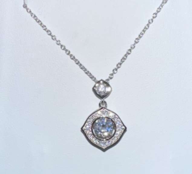 Sterling Silver & simulated diamond Cushion shape Dancing stone Pendant