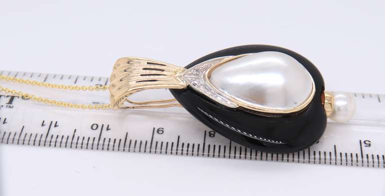 Favorite Pearl Mabe and Black Onyx Pendant Enhancer on Chain