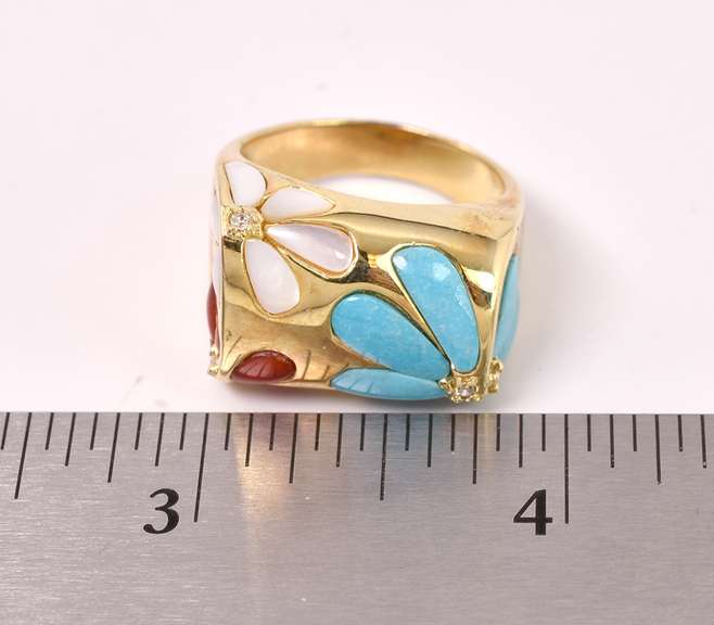 Multi-gem Vermeil/ Gold Over Sterling Ring