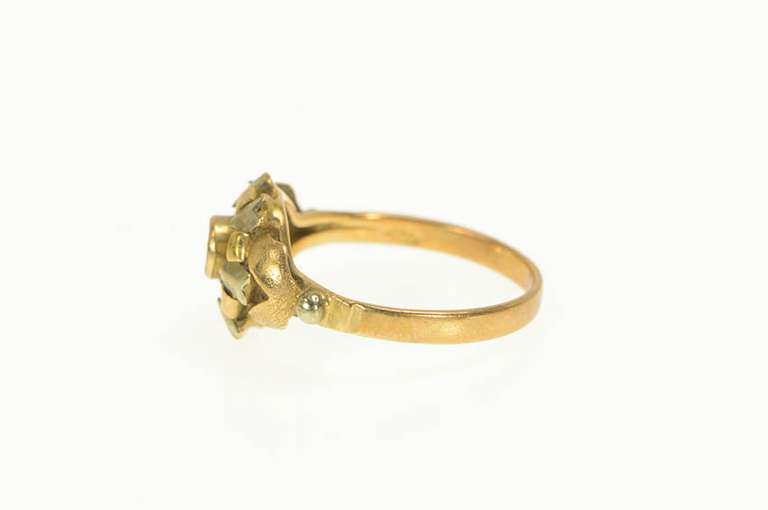 18K Yellow Gold Victorian 3.5mm Floral Engagement Setting Ring