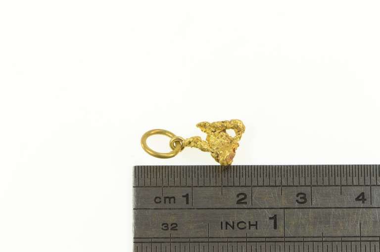 24K Yellow Gold Raw Abstract Textured Nugget Cluster Charm/Pendant