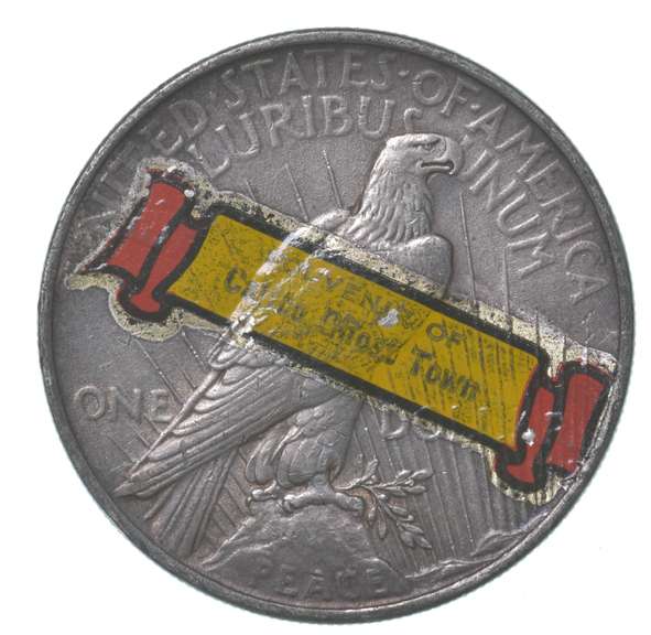 1922 Peace Silver Dollar Stickered Back Calico Ghost Town