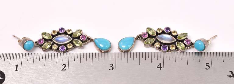 Multi-gem Sterling Earrings