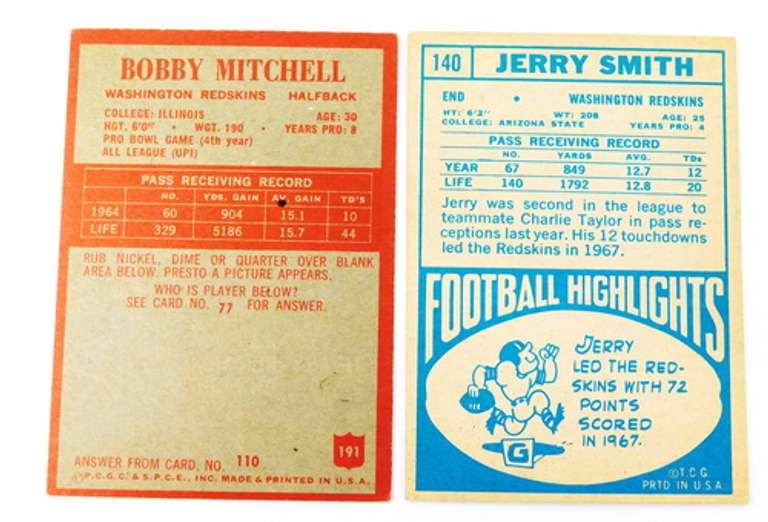 2 Washington Redskins 1960's Greats