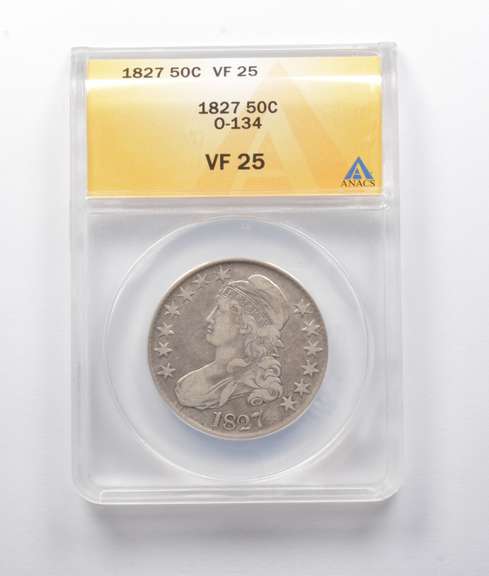 VF25 1827 Capped Bust Half Dollar O-134 ANACS
