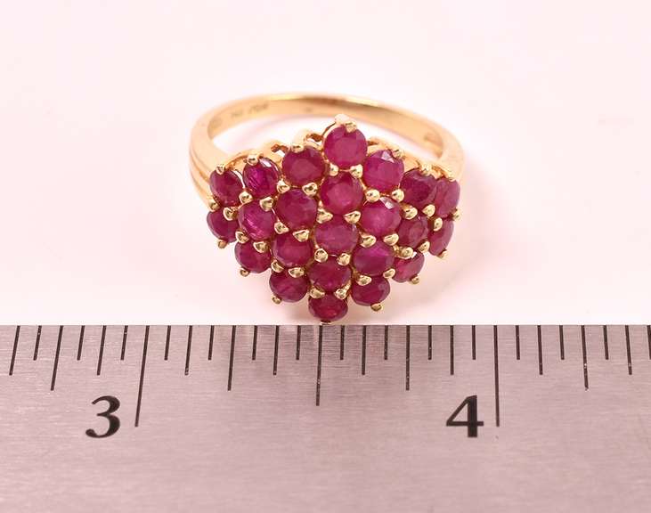 Beautiful Ruby Cluster Ring in 14K Yellow Gold