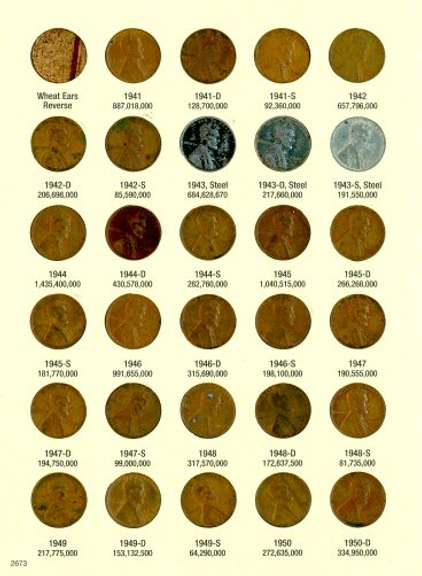 Set of Lincoln Wheat Cents 1941-1974-S in Album