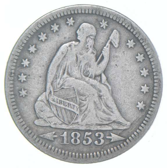 1853 Seated Liberty Quarter - Date Arrows & Rays
