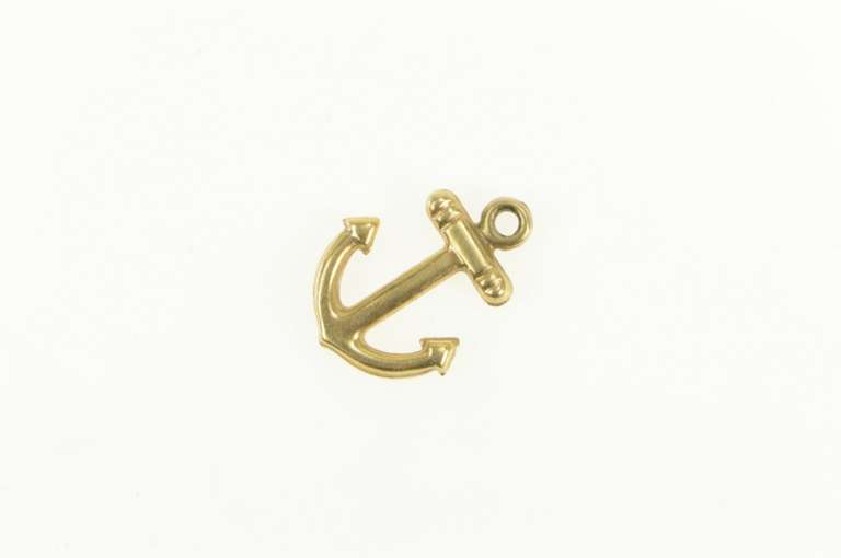 10K Yellow Gold 3D Nautical Sailing Anchor Faith Symbol Charm/Pendant