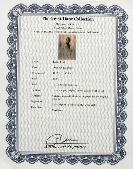 Louis Icart, 1938 original copperplate signed stamp . Erotica series