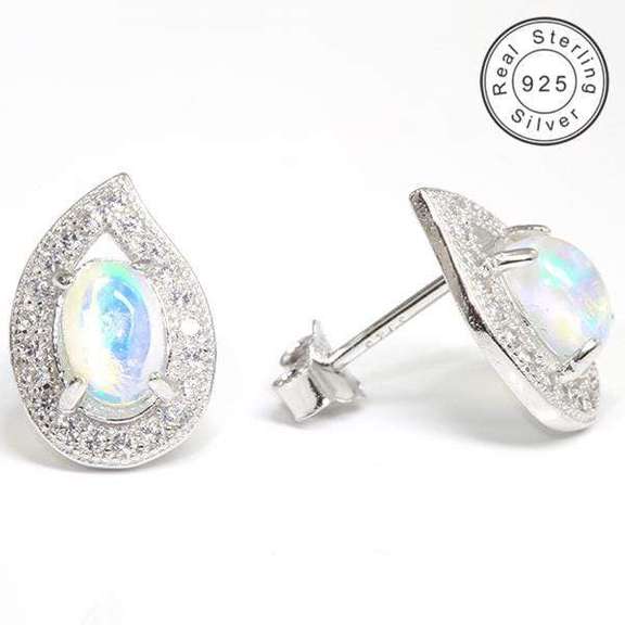 GENUINE ETHIOPIAN OPAL SILVER EARRINGS