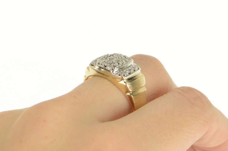 10K Yellow Gold 0.50 Ctw Diamond Cluster Men's Wedding Ring