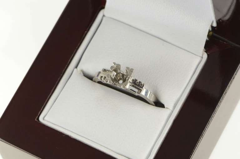 14K White Gold 4.7mm 1950's Vintage NOS Engagement Setting Ring