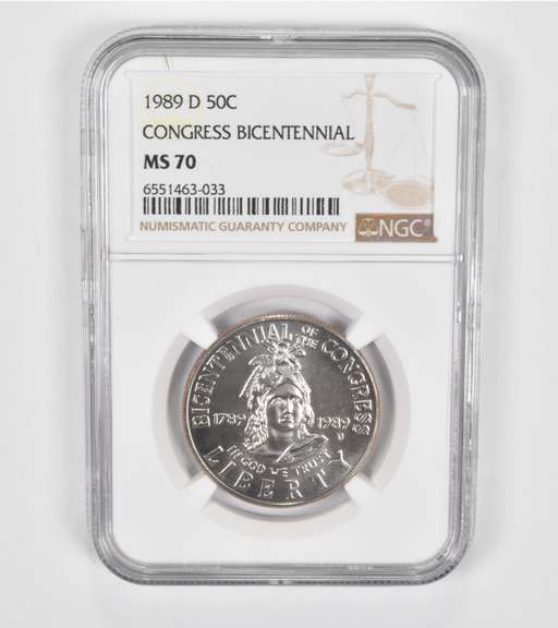 MS70 1989-D Congress Bicentennial Commemorative Half Dollar Graded NGC