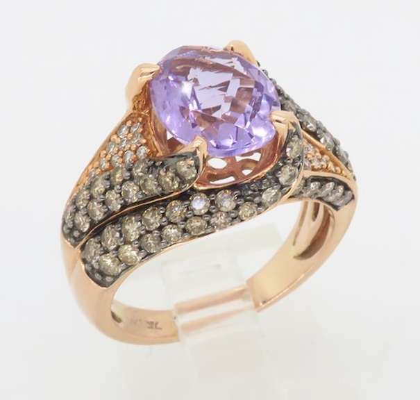 LeVian Amethyst & Diamond Ring in Rose Gold