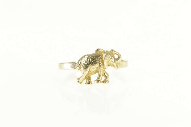 10K Yellow Gold Elephant Strength Symbol Animal Ring