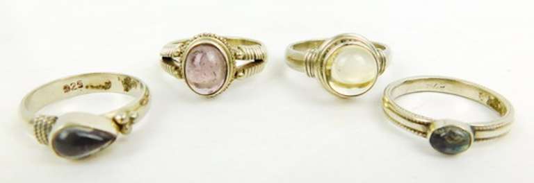 4 Sterling Silver Gemstone Rings