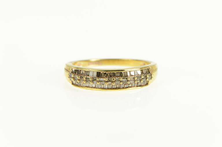 Sterling Silver Baguette Diamond Encrusted Wedding Band Ring
