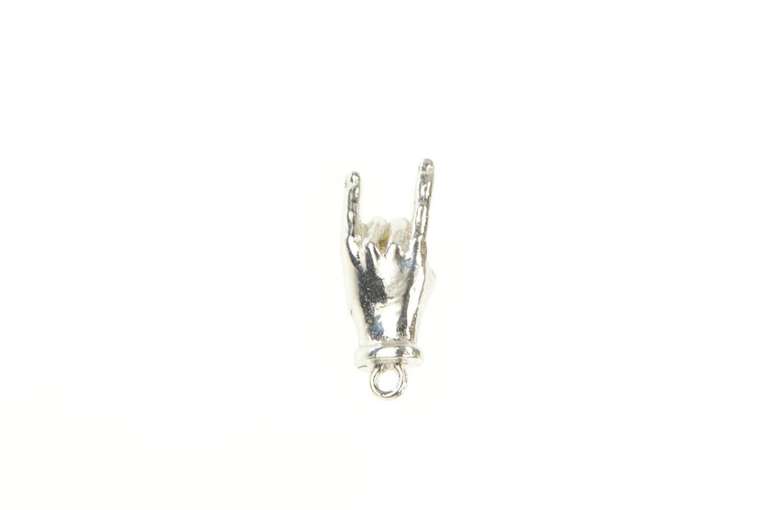 Sterling Silver 3D Rock & Roll Hand Sign Symbol Charm/Pendant