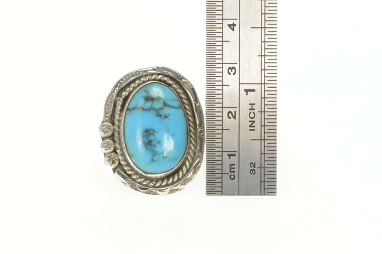 Sterling Silver Turquoise Southwestern Handmade Cabochon Ring