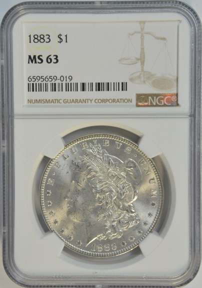 Great Choice BU 1883 Morgan Silver Dollar. NGC MS63