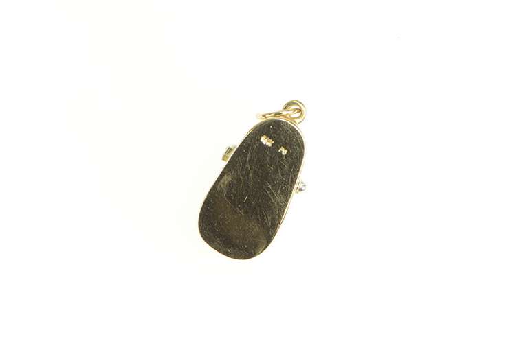 14K Yellow Gold Two Tone Diamond Mary Jane Baby Shoe Charm/Pendant