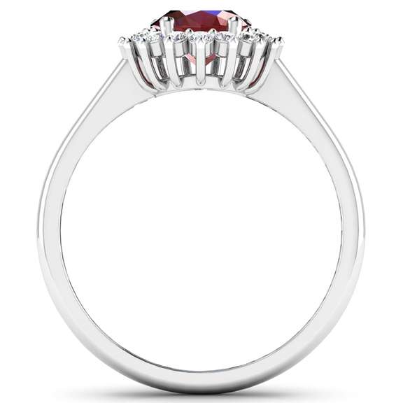 Elegant 14 Kt White Gold Ruby Diamond Ring