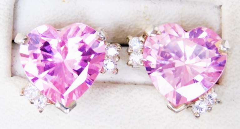 Sterling Pink Quartz Heart Earrings