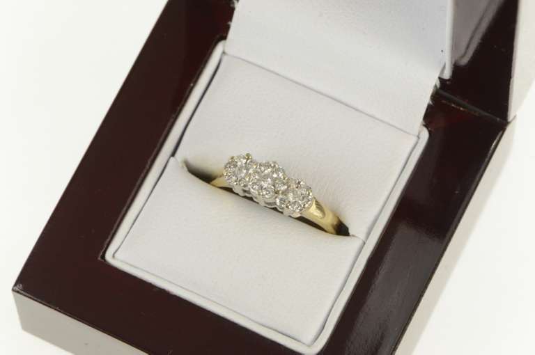 14K Yellow Gold 0.50 Ctw Diamond Flower Cluster Engagement Ring