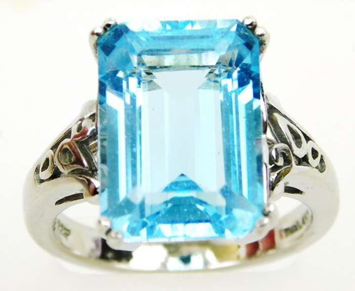 Sterling Ring with Large Blue Topaz, Size7