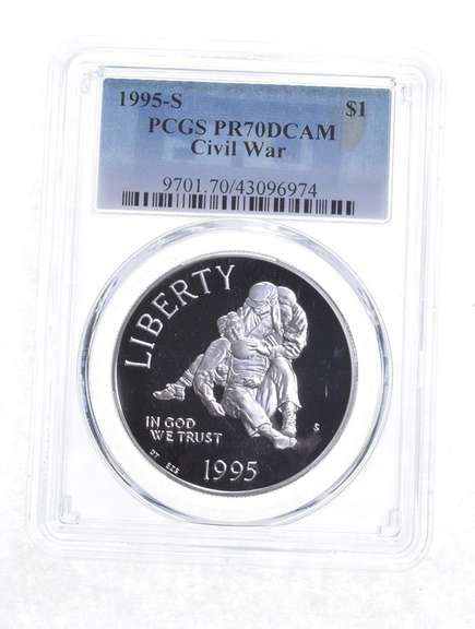 PR70 DCAM 1995-S Civil War Battlefield Commemorative Dollar PCGS