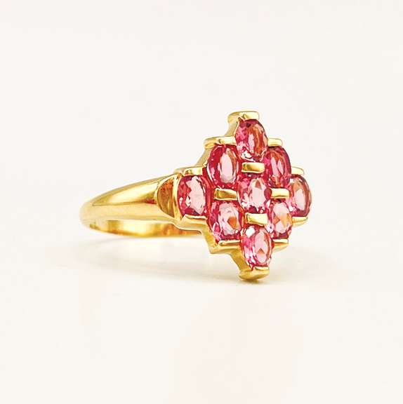 14kt Solid Yellow Gold & Pink Sapphire Ring