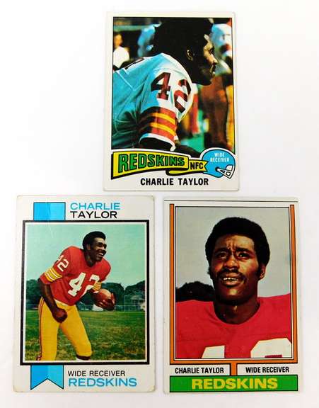 3 Charlie Taylor Football Cards by Topps