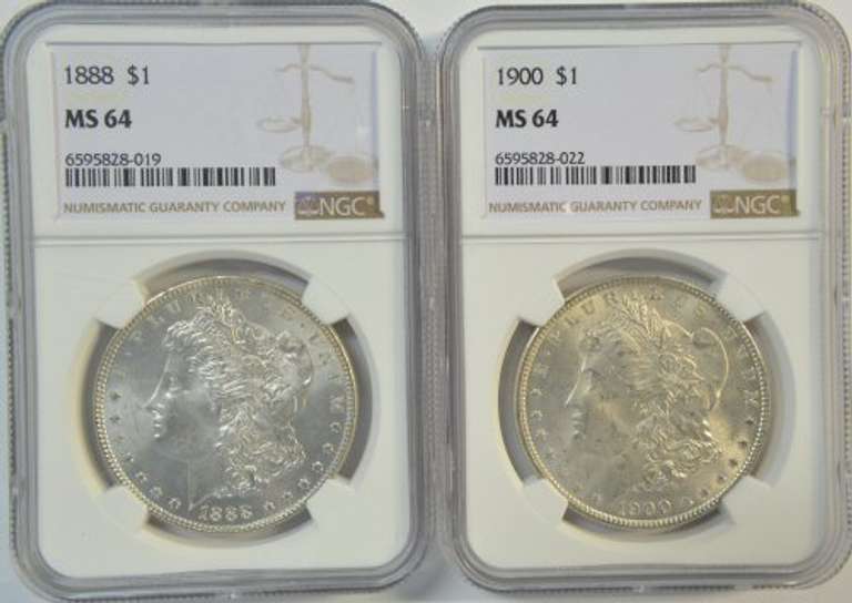 Better near Gem BU 1888 & 1900 'P' Mint Morgans. NGC MS64's