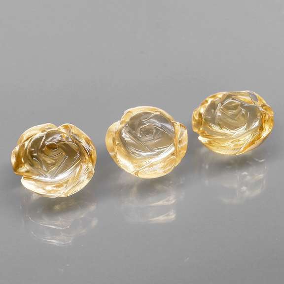 Translucent! 3.93ct champagne Citrine flower carvings