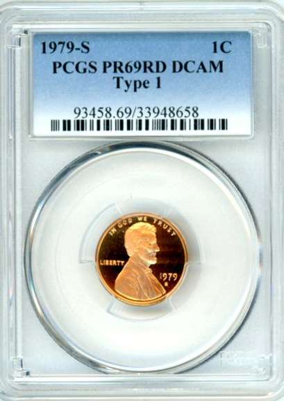 1979-S Proof Type 1 Lincoln Memorial Cent in PCGS PR69RD DCAM