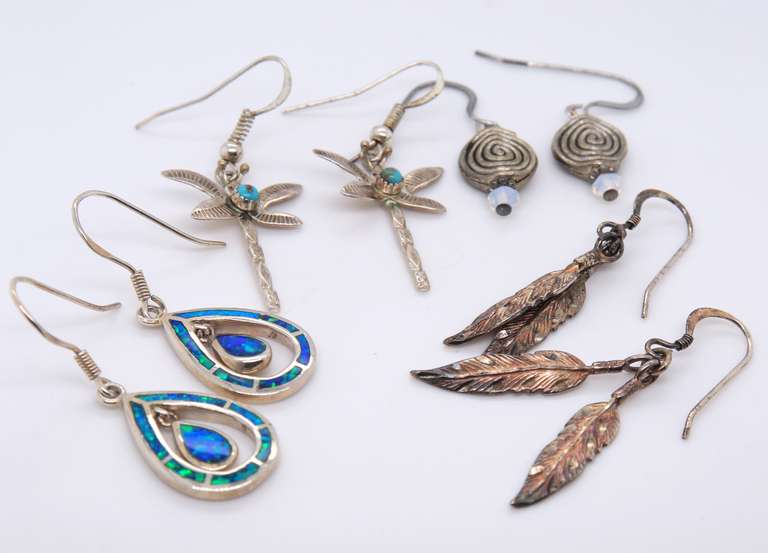 Group Lot of Vintage 925 Sterling Silver Earrings