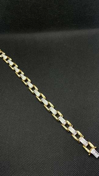 TWO TONE MENS 1.00 CARAT T.W. DIAMOND BRACELET IN 14K YELLOW AND WHITE GOLD