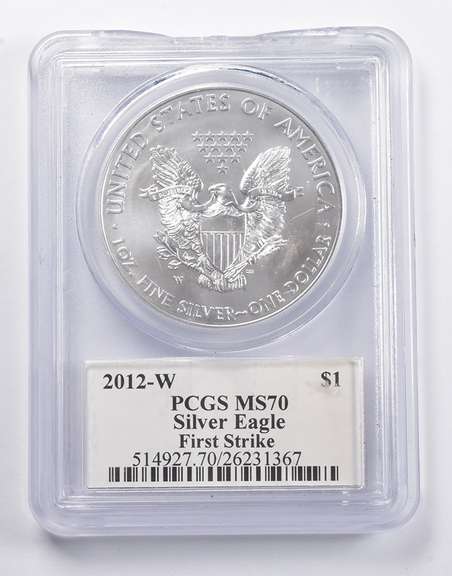 MS70 2012-W American Silver Eagle FS Signed Mercanti PCGS